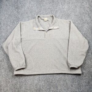 Vintage LL Bean Sweater Mens XL Gray Fleece Quarter Snap Pullover Made USA OJY29